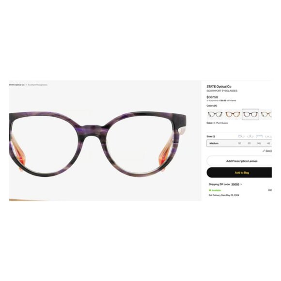 STATE Optical Co Southport Glasses Plum Guava FRAMES ONLY 52-20-145 main image 4